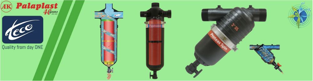 Hydrocyclone Irrigation Filters – Efficient Sand Separation Hydrocyclone irrigation filter installed in an irrigation system for removing sand and heavy particles from water.